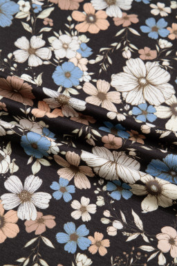 Black Floral Print Slim Long Sleeve T Shirt