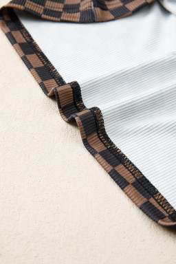 Black Checkerboard Round Neck Summer T Shirt