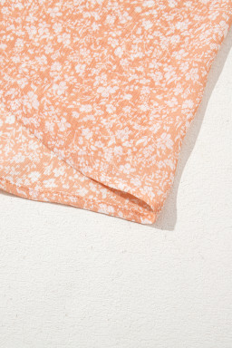 Pink Floral Print Button Smocked Bodice Long Dress