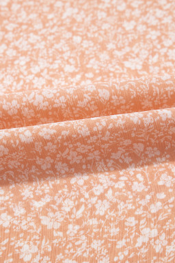 Pink Floral Print Button Smocked Bodice Long Dress