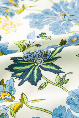 Sky Blue Plus Size Frilled V Neck Short Sleeve Floral Blouse