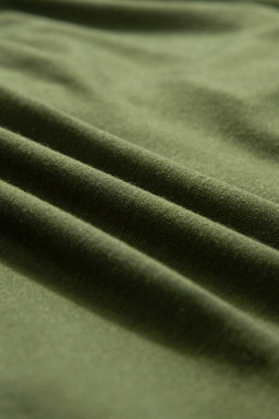 Fern Green Asymmetric Shoulder Color Block Twist Detail Loose Top