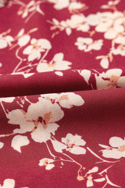 Red Floral Print Contrast Trim Button Tie Neck Swing Dress