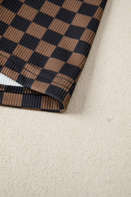 Black Checkerboard Round Neck Summer T Shirt