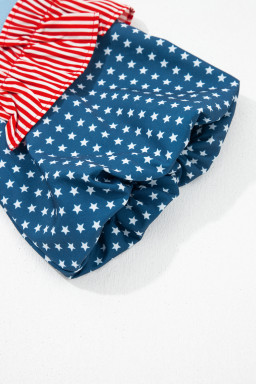 Beau Blue Stars Stripes Short Puff Sleeve Top