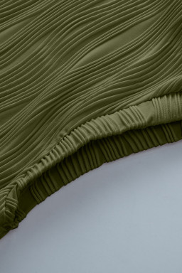 Jungle Green Solid Color Wavy Textured Plus Size Tee