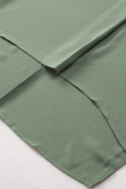 Green V Neck 3/4 Sleeve High Low Hem Shirt