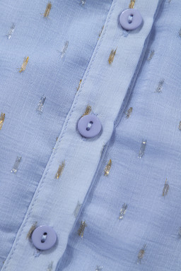 Dusk Blue Metallic Jacquard Short Sleeve Shirt