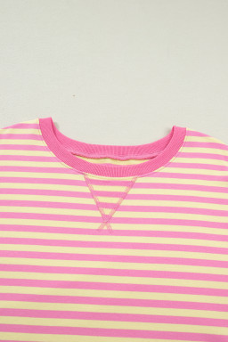 Rose Stripe Boxy Tee Drawstring Elastic Waist Plus Size Short Set