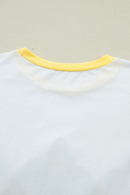 White Sequin Fleur de Lis Mardi Gras Varsity T Shirt