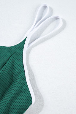 Skobeloff Plus Size Ribbed Contrast Trim Adjustable Straps 2pcs Swimsuit