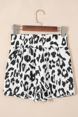 White Leopard High Waisted Athletic Shorts