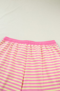 Rose Stripe Boxy Tee Drawstring Elastic Waist Plus Size Short Set