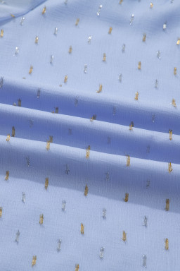 Dusk Blue Metallic Jacquard Short Sleeve Shirt