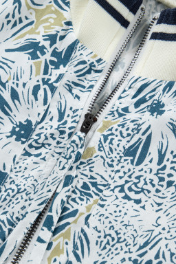 Blue Floral Print Striped Webbing Patchwork Collar Short Sleeve Mini Dress