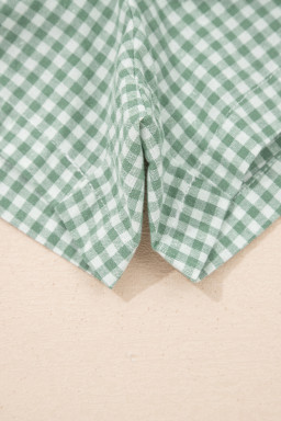 Green Contrast Trim Plaid Print Plus Size Shorts