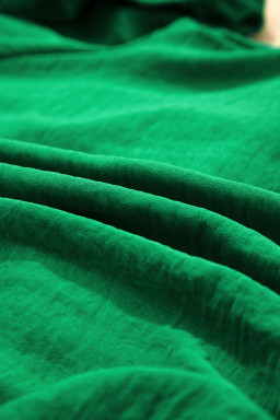 Dark Green Solid Color Ruched Crossed Waist Tied Back Short Sleeve Peplum Top