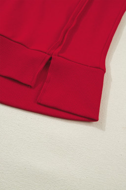 Racing Red GEORGIE Letter Printed Raw Seam Drop Shoulder Loose Tee