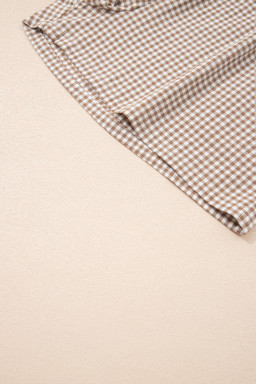 Khaki Contrast Trim Plaid Print Plus Size Shorts
