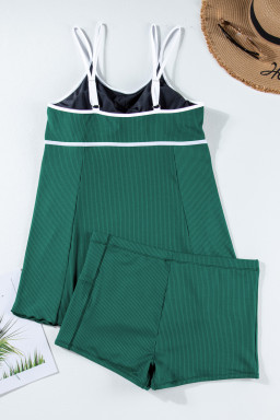 Skobeloff Plus Size Ribbed Contrast Trim Adjustable Straps 2pcs Swimsuit