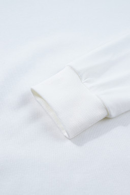 White Solid Color Dropped Shoulder Long Sleeve Top