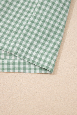 Green Contrast Trim Plaid Print Plus Size Shorts