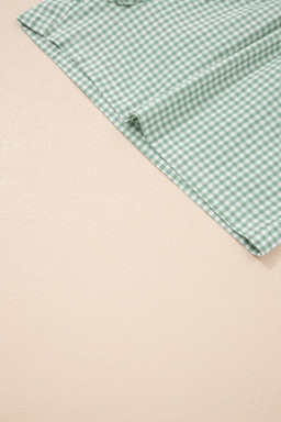 Green Contrast Trim Plaid Print Plus Size Shorts