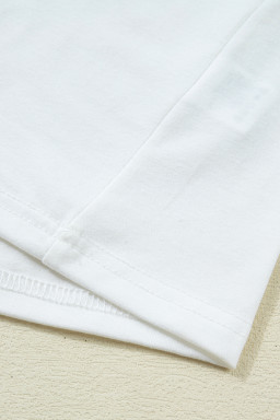 White Sequin Fleur de Lis Mardi Gras Varsity T Shirt