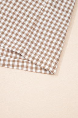 Khaki Contrast Trim Plaid Print Plus Size Shorts