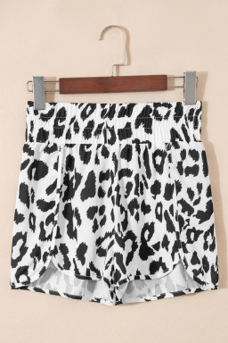 White Leopard High Waisted Athletic Shorts