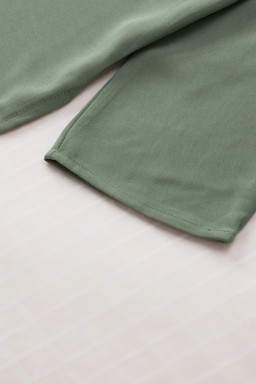 Green V Neck 3/4 Sleeve High Low Hem Shirt