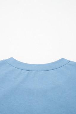 Beau Blue Stars Stripes Short Puff Sleeve Top