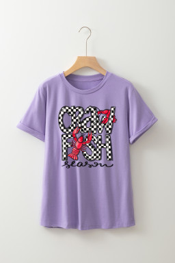 Wisteria Craw Fish Season Graphic Short Sleeve Top