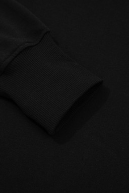 Black Solid Color Oversize Slit Sweatshirt Ribbed Leggings 2pcs Set