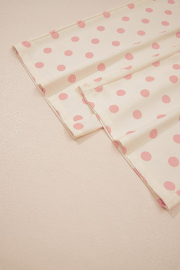 White Polka Dot Print Patched Pocket Mid-rise Straight Leg Pants
