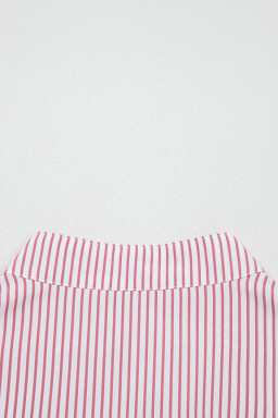 Red Stripe Plus Size Ruffled Hem Pinstriped Midi Dress