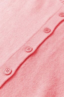 Peach Blossom 3/4 Sleeve Boxy Knit Button Down Sweater Cardigan