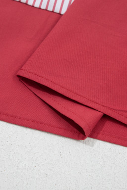 Red Stripe Plus Size Ruffled Hem Pinstriped Midi Dress