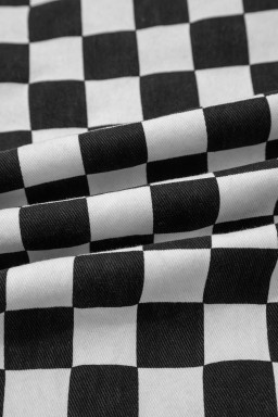 Black Checkerboard Print Distressed Holes Raw Edge Cropped Jeans