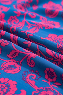 Blue Floral Print Twisted V Neck Tied Backless Maxi Dress