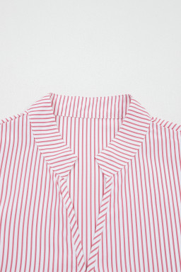 Red Stripe Plus Size Ruffled Hem Pinstriped Midi Dress