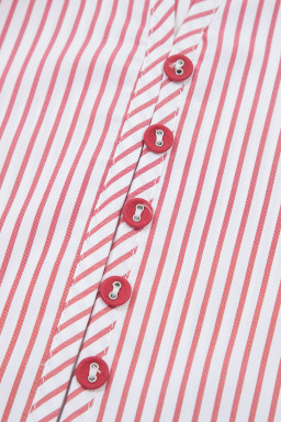 Red Stripe Plus Size Ruffled Hem Pinstriped Midi Dress