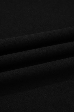 Black Solid Color Oversize Slit Sweatshirt Ribbed Leggings 2pcs Set