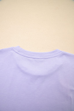Orchid Petal Casual Plain Crew Neck Tee