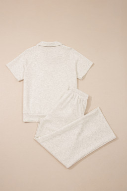 Light Grey Polo Tee Casual Pant Set