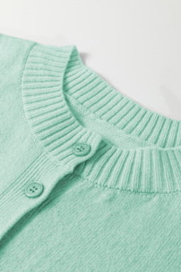 Moonlight Jade 3/4 Sleeve Boxy Knit Button Down Sweater Cardigan