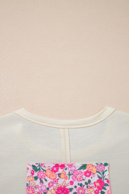 Jet Stream Floral Patched Raw Seam Big Flower Oversize Tee