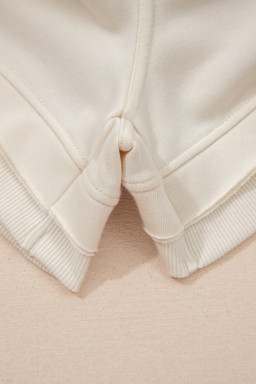 Jet Stream Solid Color Contrast Textured Patchwork Raw Edge 2pcs Short Set