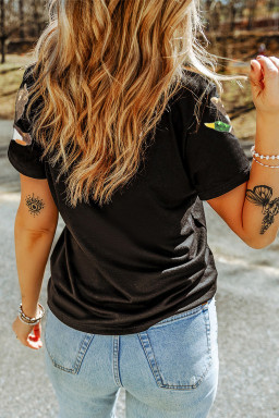 Black Sequin Mallard Duck Western Fashion Tee