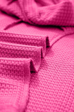 Strawberry Pink Waffle V Neck Short Sleeve Knit Top